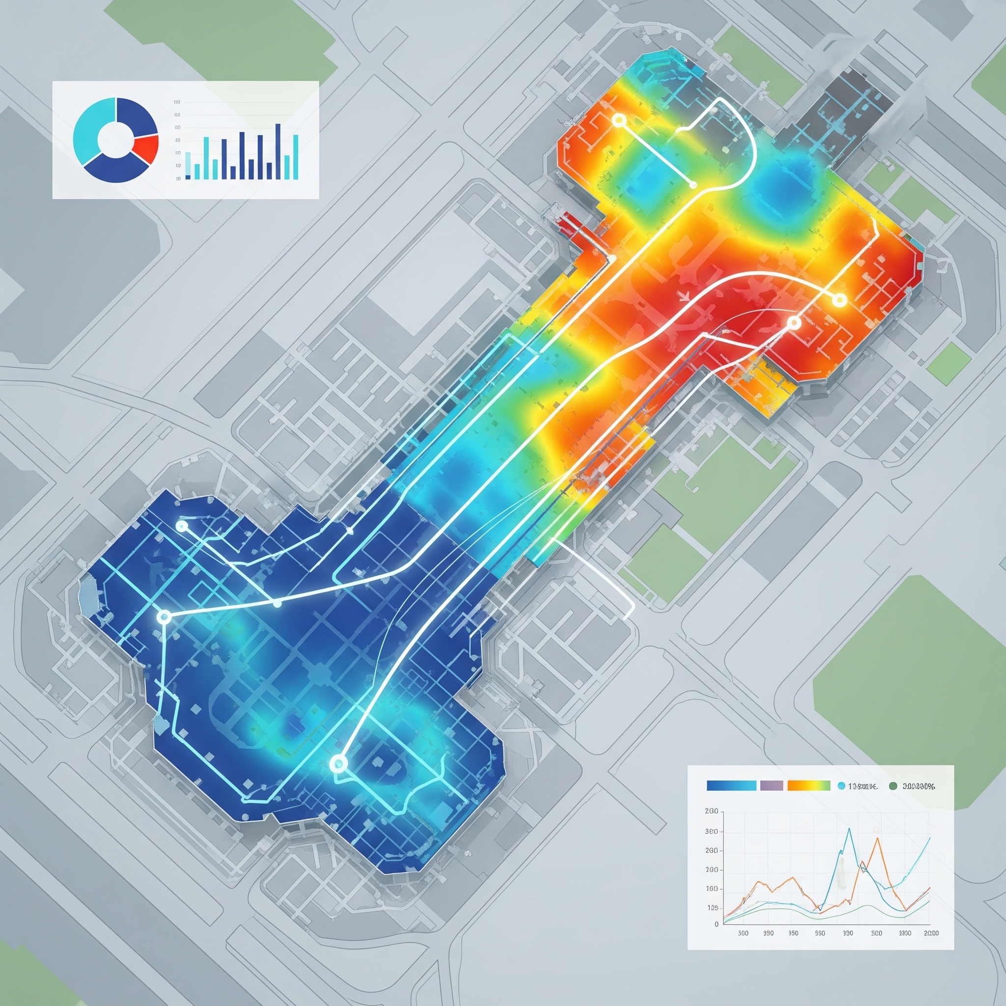Kapalı alan haritası üzerinde analiz grafikleri